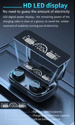 M10 TWS Wireless Bluetooth Earbuds | LED Display & Deep Bass